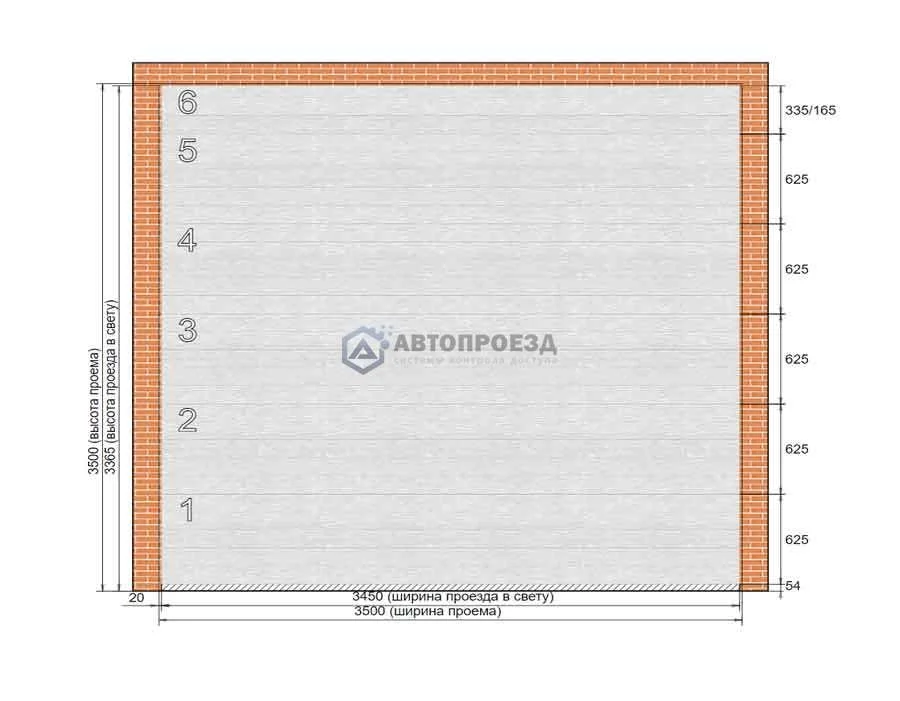 Промышленные секционные ворота ALUTECH ProTrend 3500×3500 S-гофр
