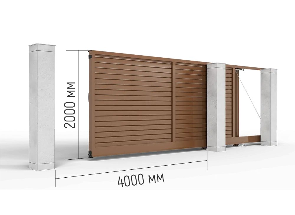 Автоматические откатные ворота Prestige 4x2 м с приводом Roteo 500M-Sm цвет RAL 8014